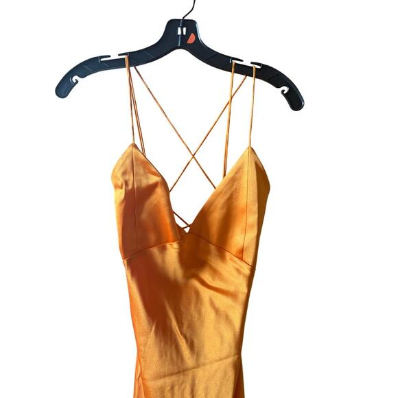 NEW Alice and Olivia Montana lace up maxi dress with train tangerine size 10 - Picture 8 of 11